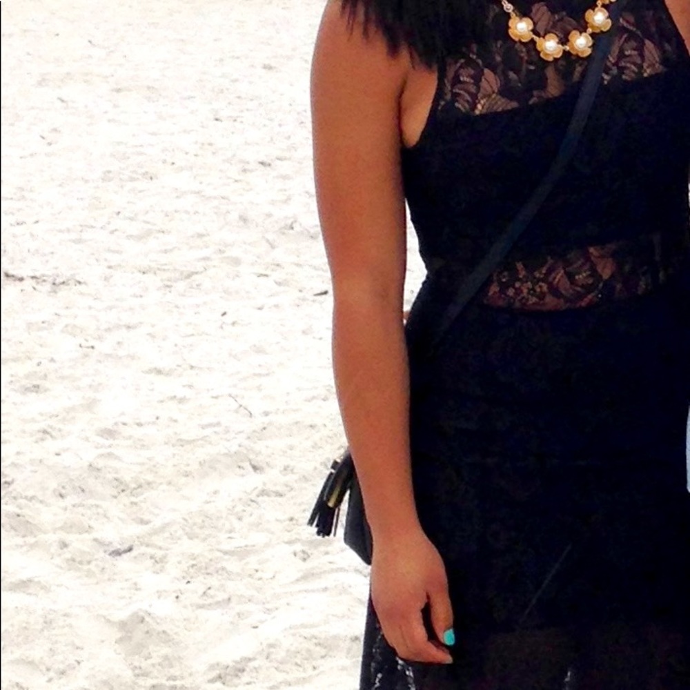 Black Bodycon Dress with Maxi Lace Overlay